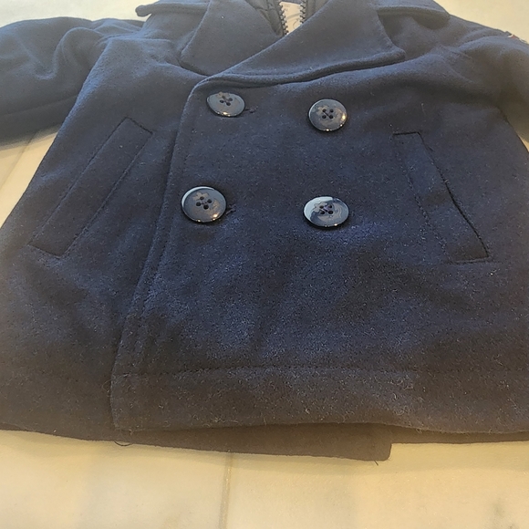 KOALA,wool boys size 9 month navy blue zip up and button up ( 2 layer)pea coat. - Picture 7 of 16